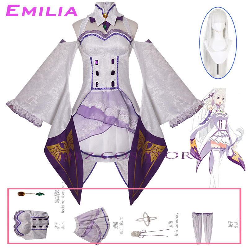 Anime Cosplay Ladies - Disfraz de Emilia Cosplay Anime Re